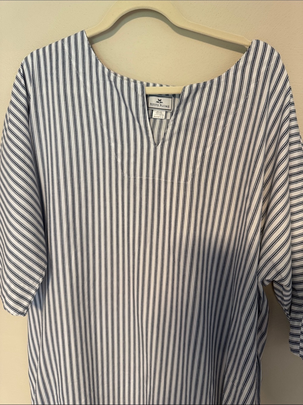 Petite Plum Navy and White Vertical Stripe Tunic / Cover up / Night gown